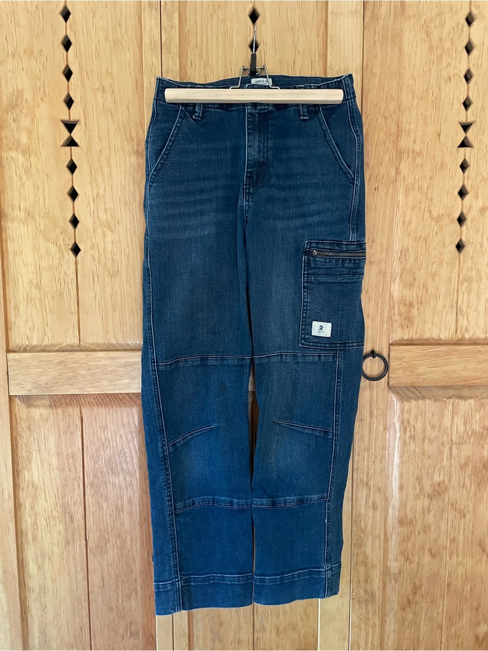 Utility Cropped Jeans in Dark Blue - Women